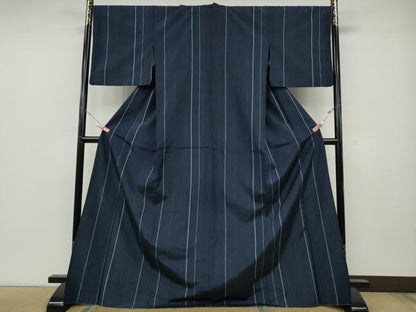 平和屋着物●本場縞大島紬　縞　ロング丈　正絹　逸品　CABD0244ut