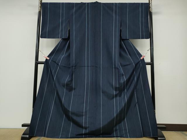 平和屋着物●本場縞大島紬　縞　ロング丈　正絹　逸品　CABD0244ut