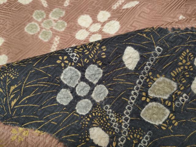 平和屋着物●訪問着　絞り　流水草花文　金彩　正絹　逸品　CABD0247ut