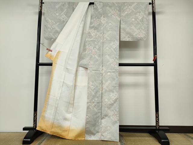 平和屋着物●本場大島紬　白大島　120亀甲　菱吉祥文　正絹　逸品　CABD0248ut