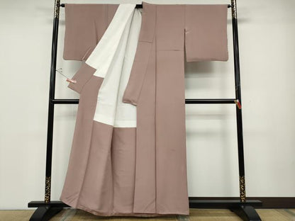 平和屋着物●本加賀友禅作家　柿本市郎監修　色無地　薄柿色　正絹　逸品　CABD0254ut
