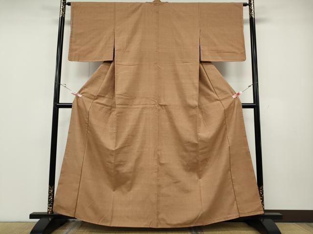 平和屋着物●結城紬　色無地　洒落柿色　正絹　逸品　未使用　CABD0255ut