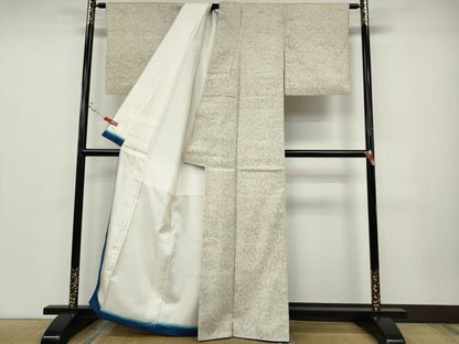 平和屋着物●本場結城紬　重要無形文化財　80亀甲　舞葉文　正絹　逸品　CABD0256ut