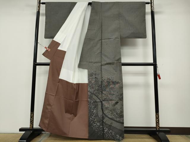 平和屋着物●色留訪問着　本場大島紬　9マルキ　枝花文　正絹　逸品　CABD0257ut