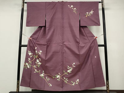 平和屋着物●本加賀友禅作家　成竹登茂男　訪問着　白山紬　枝花文　正絹　逸品　CABD0258ut