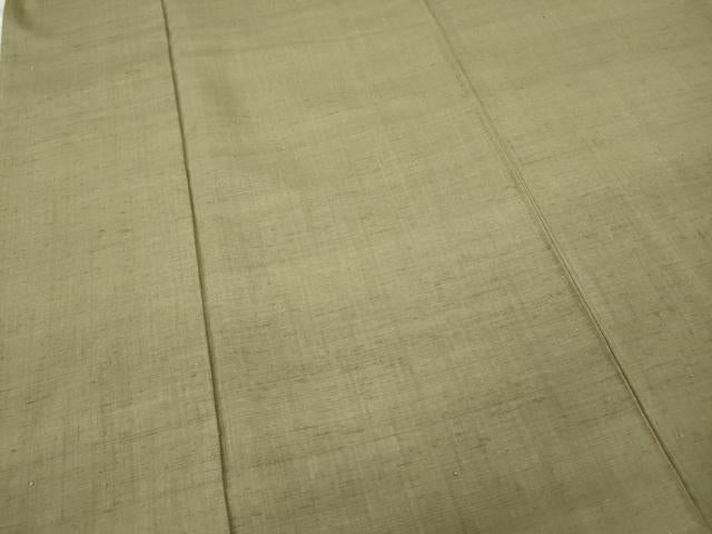 平和屋着物●結城紬　色無地　白橡色　正絹　逸品　CABD0259ut