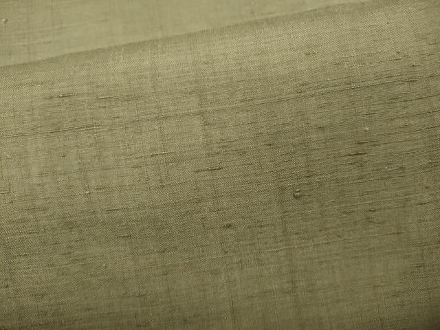 平和屋着物●結城紬　色無地　白橡色　正絹　逸品　CABD0259ut