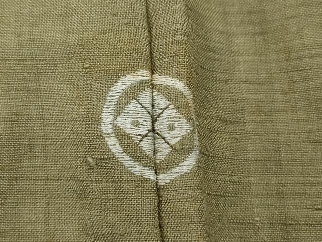 平和屋着物●結城紬　色無地　白橡色　正絹　逸品　CABD0259ut