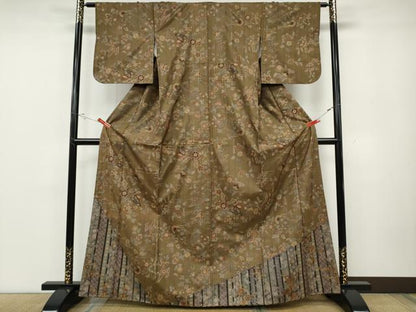 平和屋着物●訪問着　本場染大島紬　更紗花蝶文　正絹　逸品　CABD0260ut