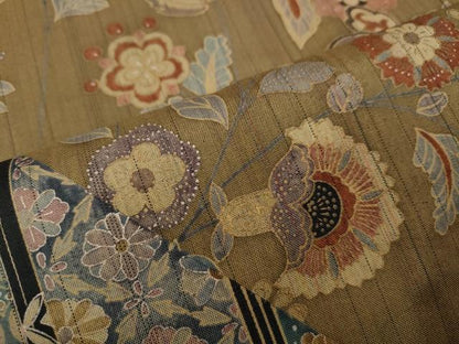 平和屋着物●訪問着　本場染大島紬　更紗花蝶文　正絹　逸品　CABD0260ut