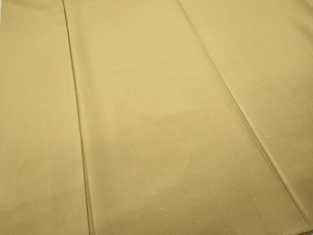 平和屋着物●上質な色無地　芥子色　お召縮緬　正絹　逸品　CABD0264ut