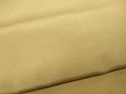 平和屋着物●上質な色無地　芥子色　お召縮緬　正絹　逸品　CABD0264ut