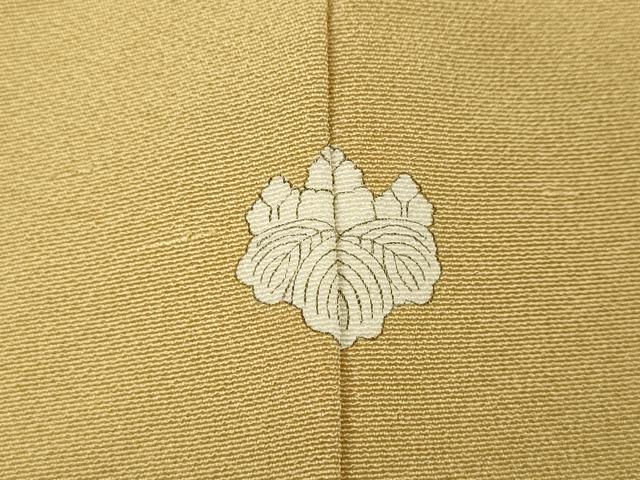平和屋着物●上質な色無地　芥子色　お召縮緬　正絹　逸品　CABD0264ut