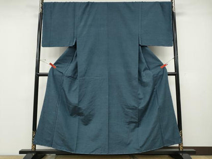 平和屋着物●男性　紬　色無地　鉄御納戸色　正絹　逸品　未使用　CABD0266ut