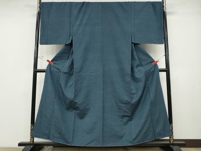 平和屋着物●男性　紬　色無地　鉄御納戸色　正絹　逸品　未使用　CABD0266ut