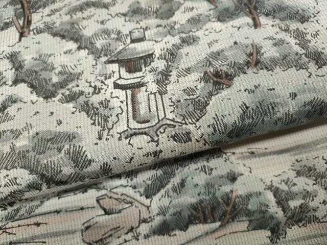 平和屋着物●京友禅の巨匠・頼田勉 臈纈染手描友禅　訪問着　本場大島紬　手描き　白大島　等持院庭園　正絹　逸品　CABD0273ut