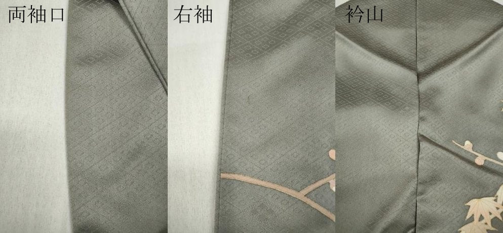 平和屋着物●訪問着　駒刺繍　流水枝花文　暈し染め　金彩　正絹　逸品　CABD0274ut