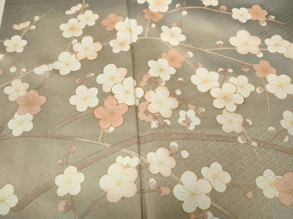 平和屋着物●訪問着　駒刺繍　流水枝花文　暈し染め　金彩　正絹　逸品　CABD0274ut