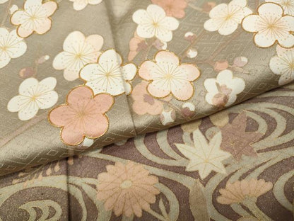 平和屋着物●訪問着　駒刺繍　流水枝花文　暈し染め　金彩　正絹　逸品　CABD0274ut