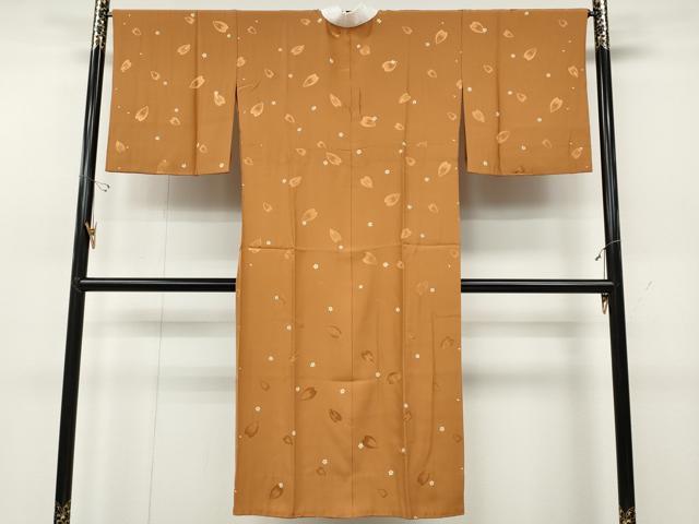 平和屋着物●長襦袢　無双仕立て　作家物　舞桜文　松煙染　正絹　逸品　CABD0275ut