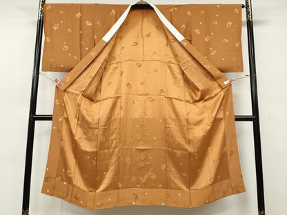 平和屋着物●長襦袢　無双仕立て　作家物　舞桜文　松煙染　正絹　逸品　CABD0275ut