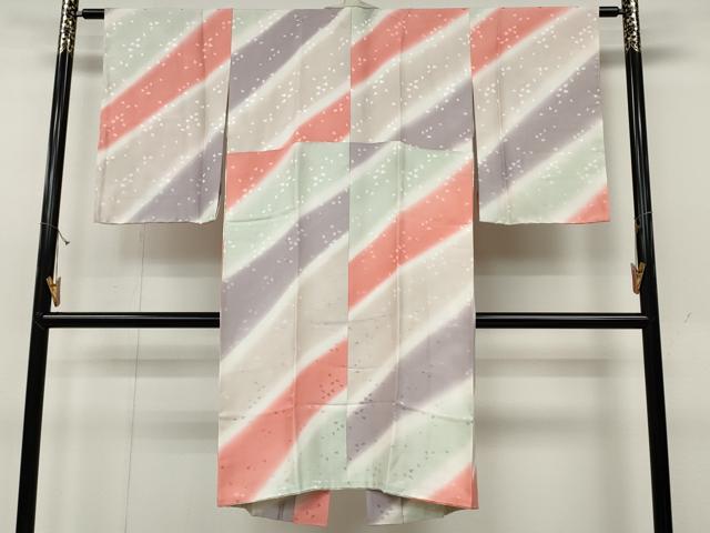 平和屋着物●長襦袢　袷　斜線文　半衿刺繍　正絹　逸品　CABD0277ut