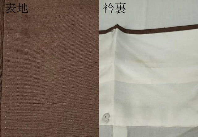 平和屋着物●上質な紬　色無地　作家物　銀煤竹色　正絹　逸品　CABD0281ut
