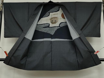 平和屋着物●男性　本場大島紬　アンサンブル　100亀甲　総詰め　正絹　逸品　CABD0286ut