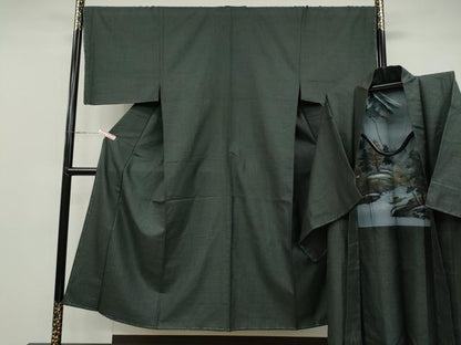 平和屋着物●男性　紬　アンサンブル　100亀甲　正絹　逸品　未使用　CABD0289ut