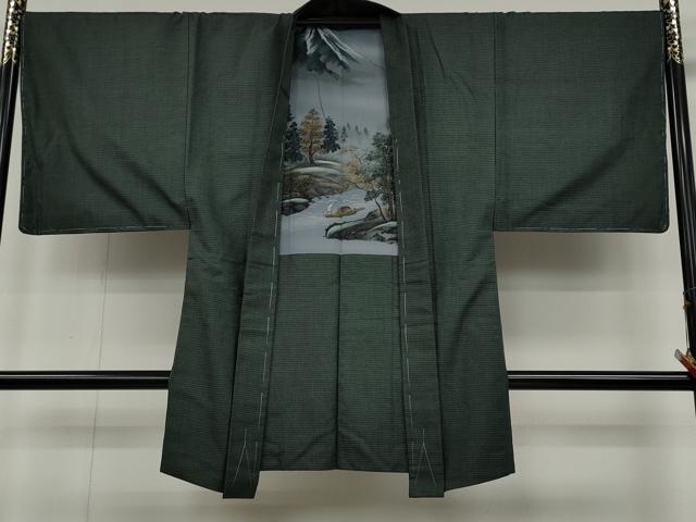 平和屋着物●男性　紬　アンサンブル　100亀甲　正絹　逸品　未使用　CABD0289ut