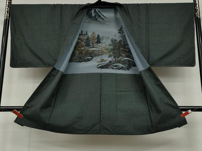 平和屋着物●男性　紬　アンサンブル　100亀甲　正絹　逸品　未使用　CABD0289ut