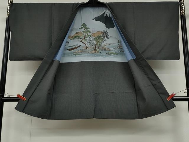 平和屋着物●男性　本塩沢　アンサンブル　絣文様　正絹　逸品　CABD0292ut
