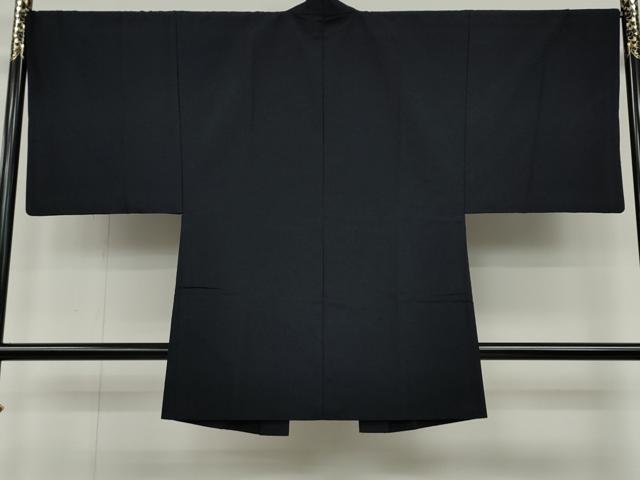 平和屋着物●男性　髭紬　アンサンブル　紫黒色　正絹　逸品　CABD0297ut