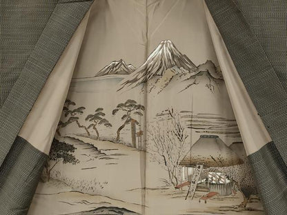 平和屋着物●男性　本場大島紬　アンサンブル　長襦袢セット　吉祥文　証紙付き　正絹　逸品　CABD0300ut