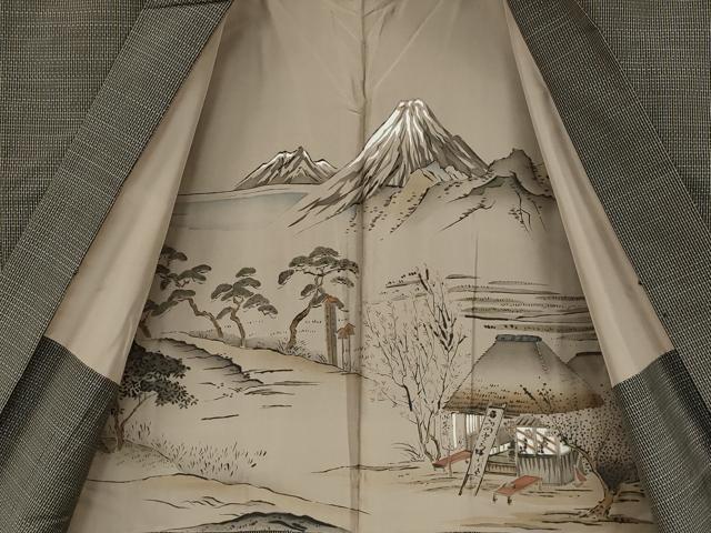 平和屋着物●男性　本場大島紬　アンサンブル　長襦袢セット　吉祥文　証紙付き　正絹　逸品　CABD0300ut