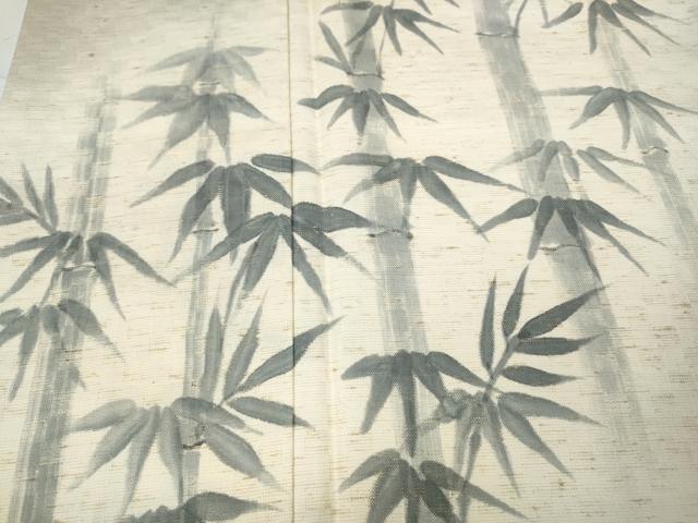平和屋着物●訪問着　ぜんまい紬　手描き　笹竹文　正絹　逸品　CABD0303ut