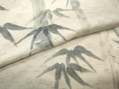 平和屋着物●訪問着　ぜんまい紬　手描き　笹竹文　正絹　逸品　CABD0303ut