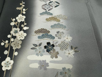 平和屋着物●訪問着　刺繍　蒔絵吉祥草花文　暈し染め　金糸　正絹　逸品　CABD0305ut