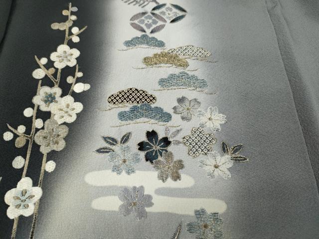 平和屋着物●訪問着　刺繍　蒔絵吉祥草花文　暈し染め　金糸　正絹　逸品　CABD0305ut