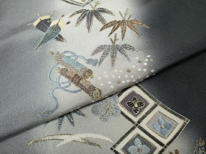 平和屋着物●訪問着　刺繍　蒔絵吉祥草花文　暈し染め　金糸　正絹　逸品　CABD0305ut