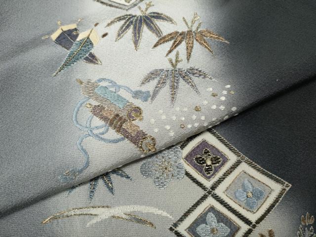 平和屋着物●訪問着　刺繍　蒔絵吉祥草花文　暈し染め　金糸　正絹　逸品　CABD0305ut
