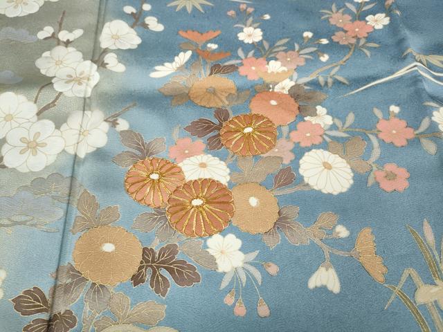 平和屋着物●訪問着　駒刺繍　立波草花文　暈し染め　金彩　高島屋扱い　正絹　逸品　CABD0306ut