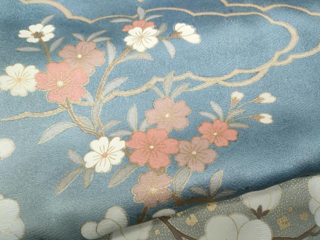 平和屋着物●訪問着　駒刺繍　立波草花文　暈し染め　金彩　高島屋扱い　正絹　逸品　CABD0306ut