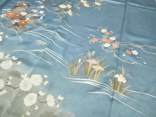 平和屋着物●訪問着　駒刺繍　立波草花文　暈し染め　金彩　高島屋扱い　正絹　逸品　CABD0306ut