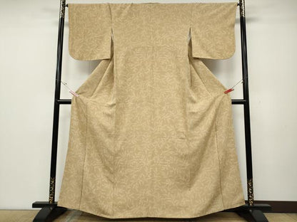 平和屋着物●上質な小紋　草葉文　正絹　逸品　CABD0308ut