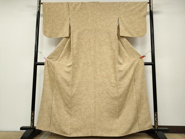 平和屋着物●上質な小紋　草葉文　正絹　逸品　CABD0308ut