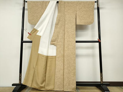 平和屋着物●上質な小紋　草葉文　正絹　逸品　CABD0308ut