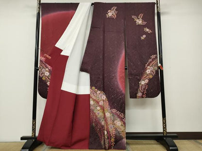 平和屋着物●越後十日町の一流染匠　桐屋・翠山工房　徳永憲峯　振袖　辻が花　絞り　暈し染め　金通し地　正絹　逸品　CABD0309ut