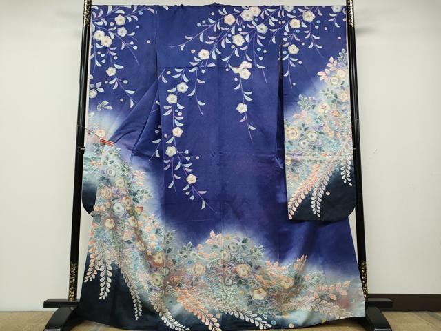 平和屋着物●豪華振袖　作家物　辻が花　絞り　暈し染め　銀通し地　正絹　逸品　CABD0310ut