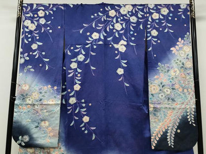 平和屋着物●豪華振袖　作家物　辻が花　絞り　暈し染め　銀通し地　正絹　逸品　CABD0310ut